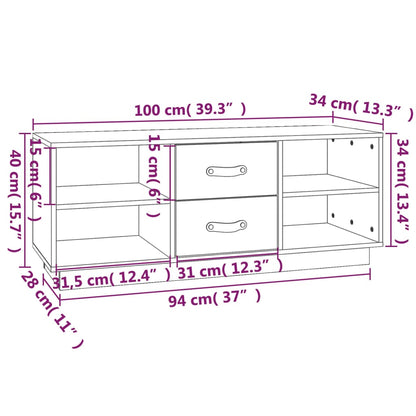 Tv-meubel 100x34x40 cm massief grenenhout grijs