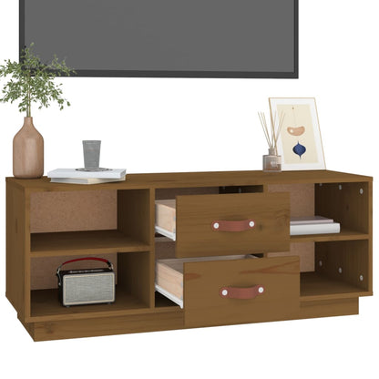 Tv-meubel 100x34x40 cm massief grenenhout honingbruin