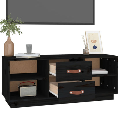 Tv-meubel 100x34x40 cm massief grenenhout zwart