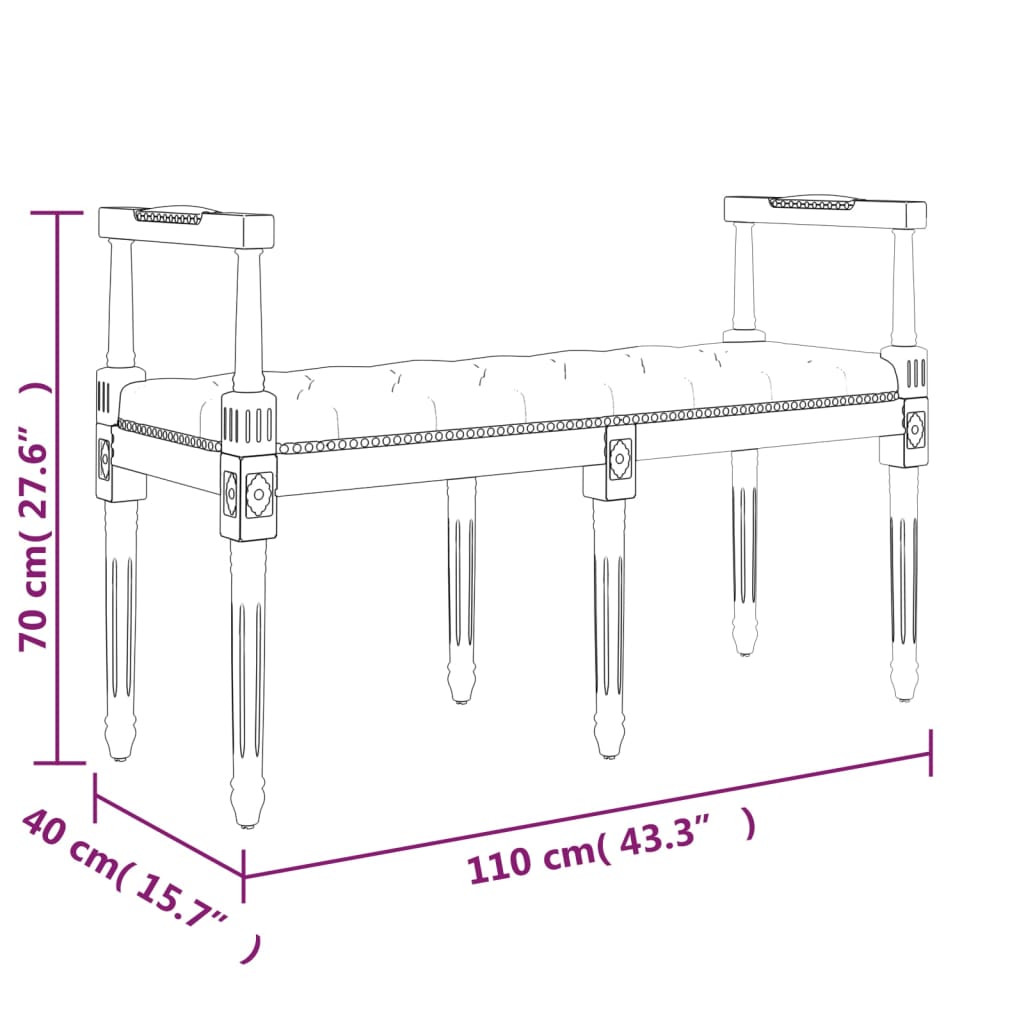 Bankje 110x40x70 cm stof donkergrijs