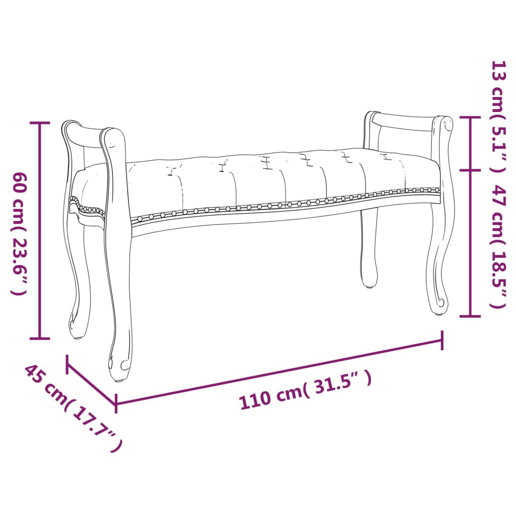 Bankje 110x45x60 cm stof donkergrijs