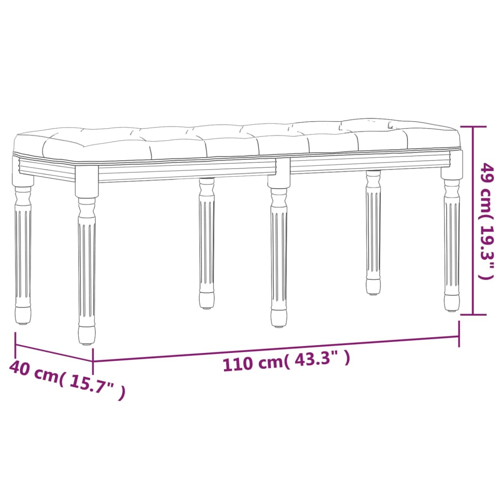 Bankje 110x40x49 cm stof donkergrijs