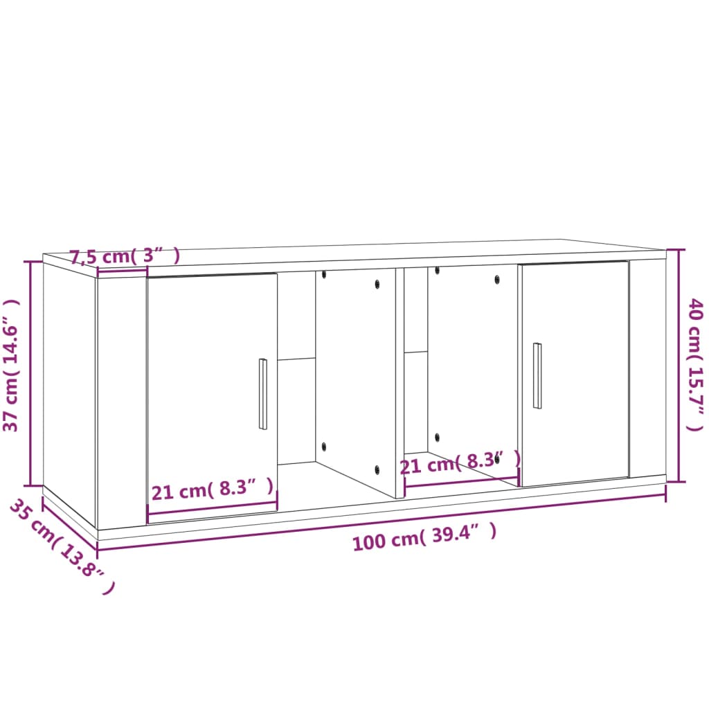 Tv-meubel 100x35x40 cm bewerkt hout wit