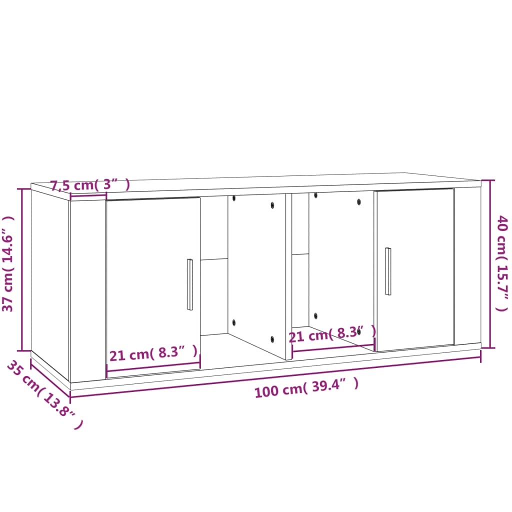 Tv-meubel 100x35x40 cm bewerkt hout sonoma eikenkleurig