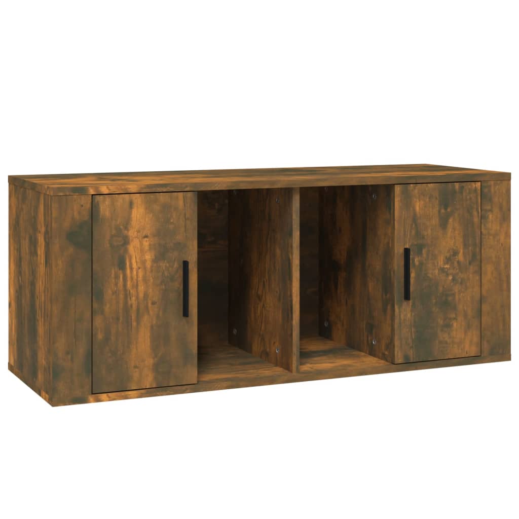 Tv-meubel 100x35x40 cm bewerkt hout gerookt eikenkleurig