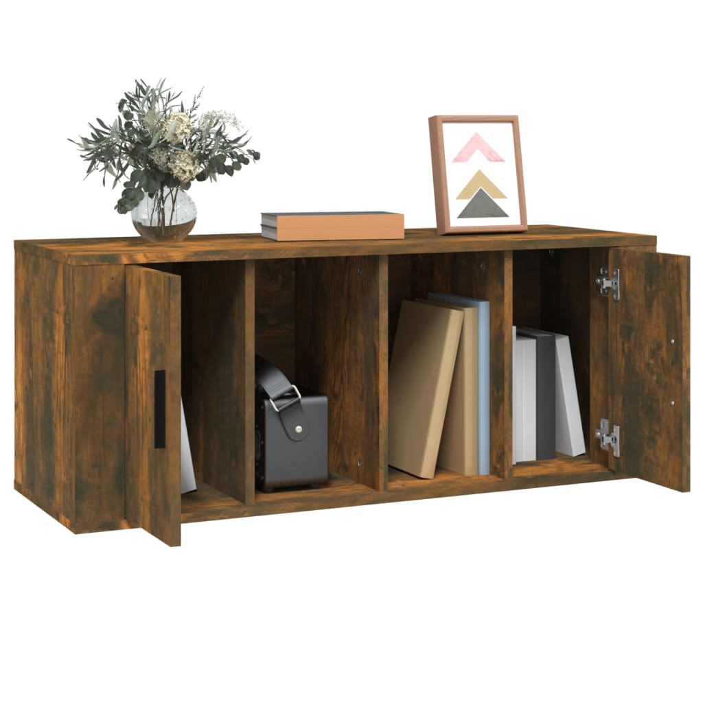 Tv-meubel 100x35x40 cm bewerkt hout gerookt eikenkleurig