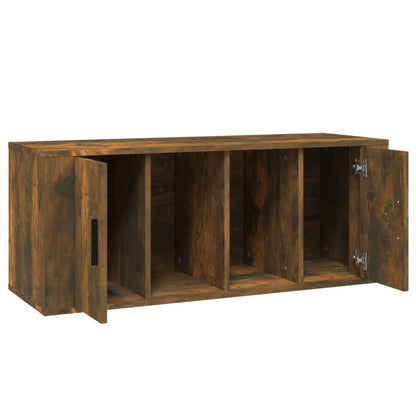 Tv-meubel 100x35x40 cm bewerkt hout gerookt eikenkleurig