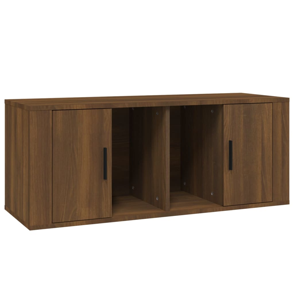 Tv-meubel 100x35x40 cm bewerkt hout bruin eikenkleur