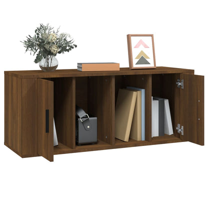 Tv-meubel 100x35x40 cm bewerkt hout bruin eikenkleur