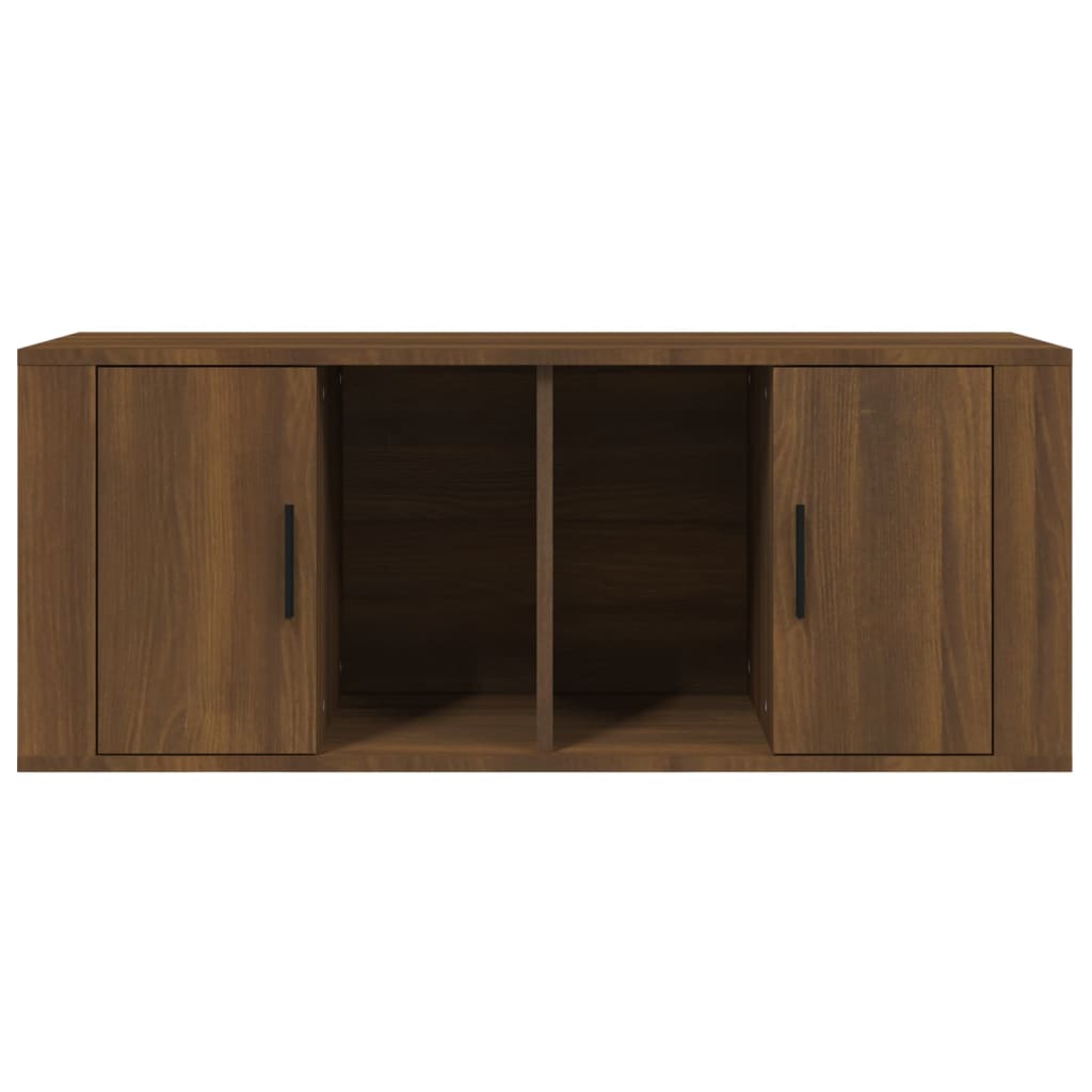 Tv-meubel 100x35x40 cm bewerkt hout bruin eikenkleur