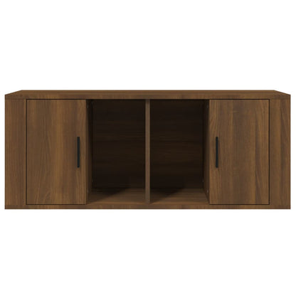 Tv-meubel 100x35x40 cm bewerkt hout bruin eikenkleur