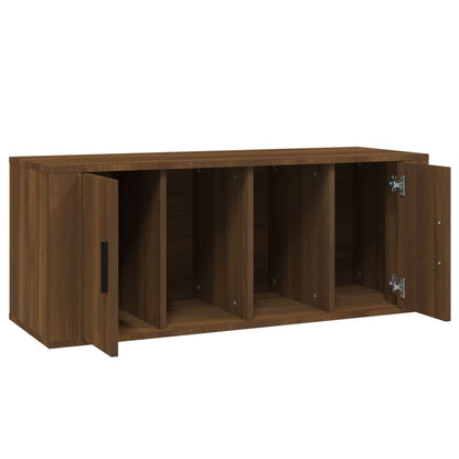 Tv-meubel 100x35x40 cm bewerkt hout bruin eikenkleur