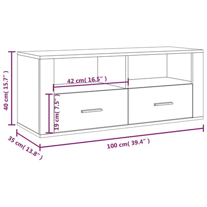 Tv-meubel 100x35x40 cm bewerkt hout hoogglans wit