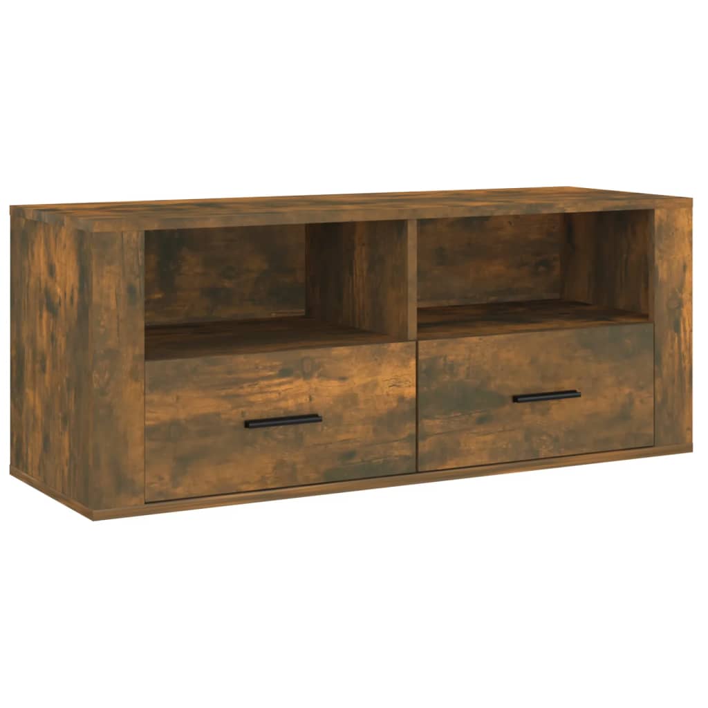 Tv-meubel 100x35x40 cm bewerkt hout gerookt eikenkleurig