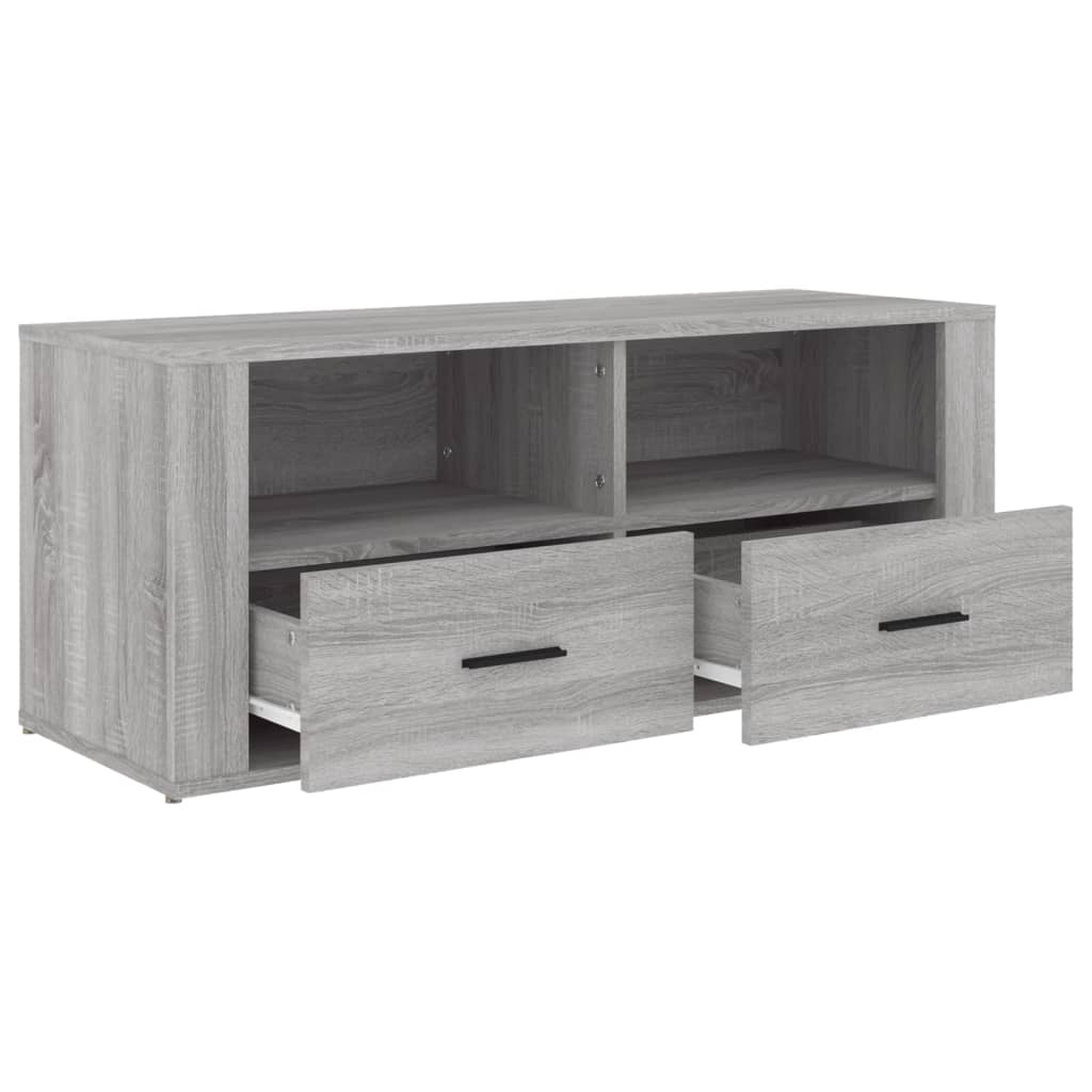 Tv-meubel 100x35x40 cm bewerkt hout grijs sonoma eikenkleurig