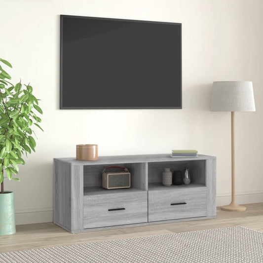 Tv-meubel 100x35x40 cm bewerkt hout grijs sonoma eikenkleurig