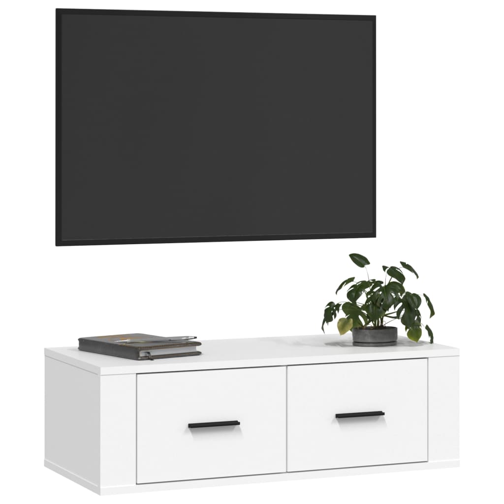 Tv-hangmeubel 80x36x25 cm bewerkt hout wit