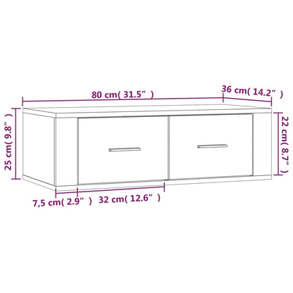 Tv-hangmeubel 80x36x25 cm bewerkt hout wit