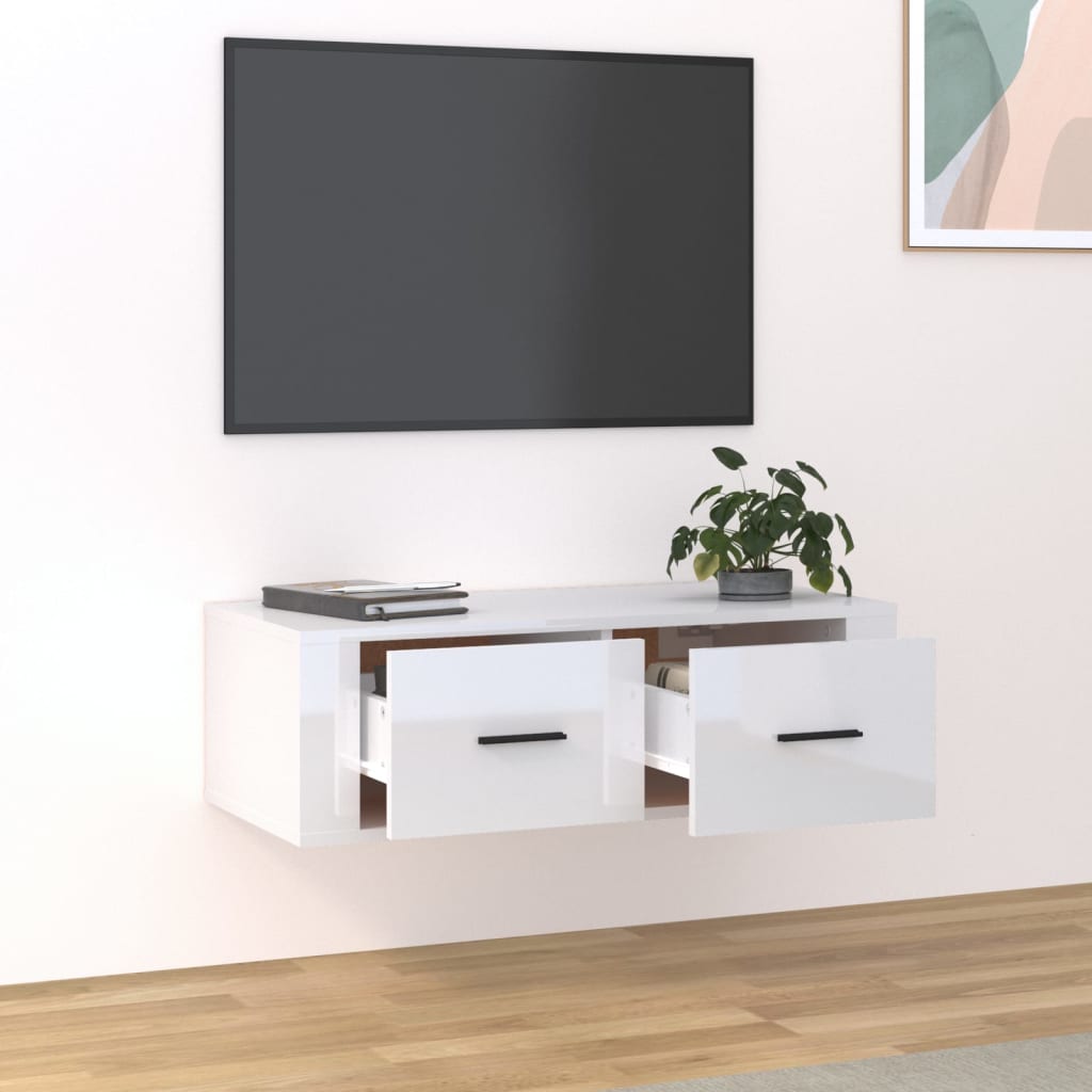 Tv-hangmeubel 80x36x25 cm bewerkt hout hoogglans wit