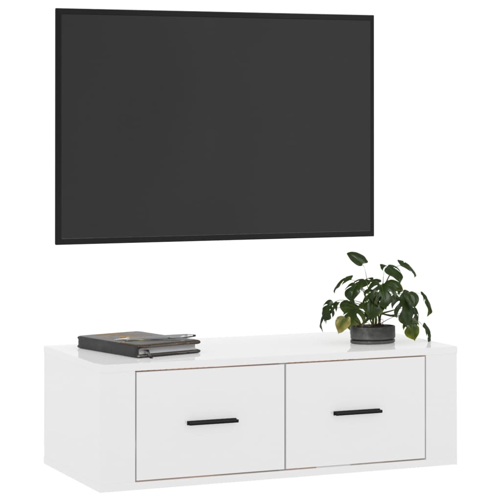 Tv-hangmeubel 80x36x25 cm bewerkt hout hoogglans wit