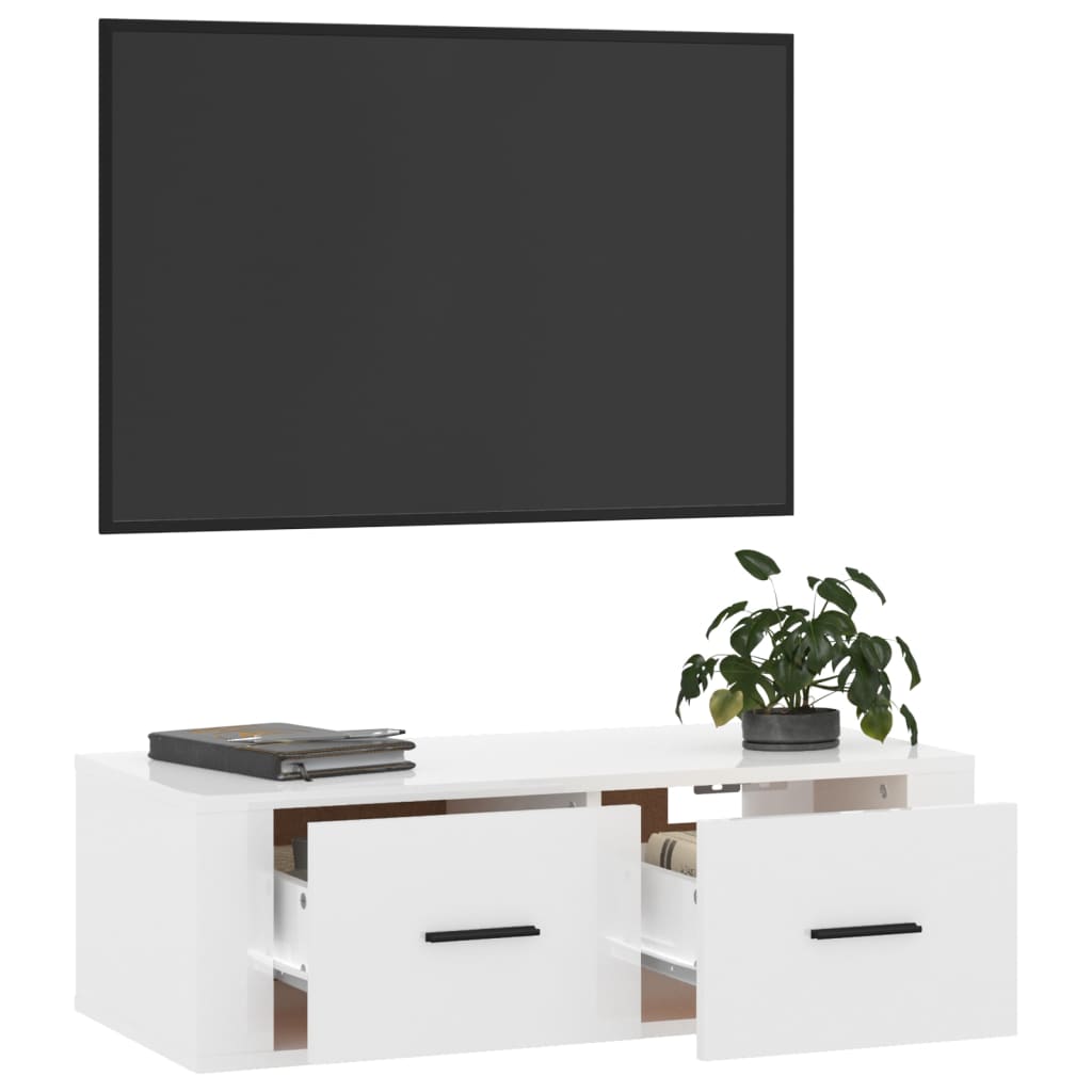 Tv-hangmeubel 80x36x25 cm bewerkt hout hoogglans wit