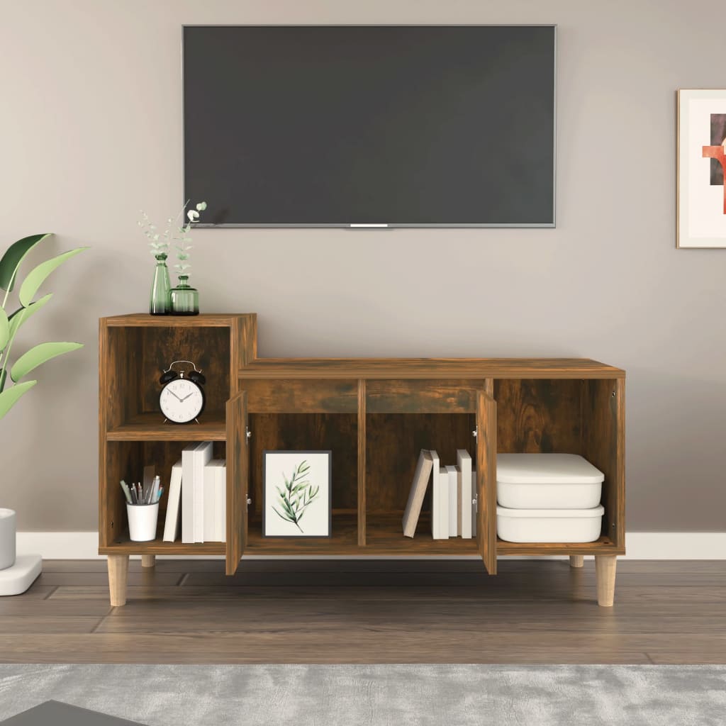 Tv-meubel 100x35x55 cm bewerkt hout gerookt eikenkleurig