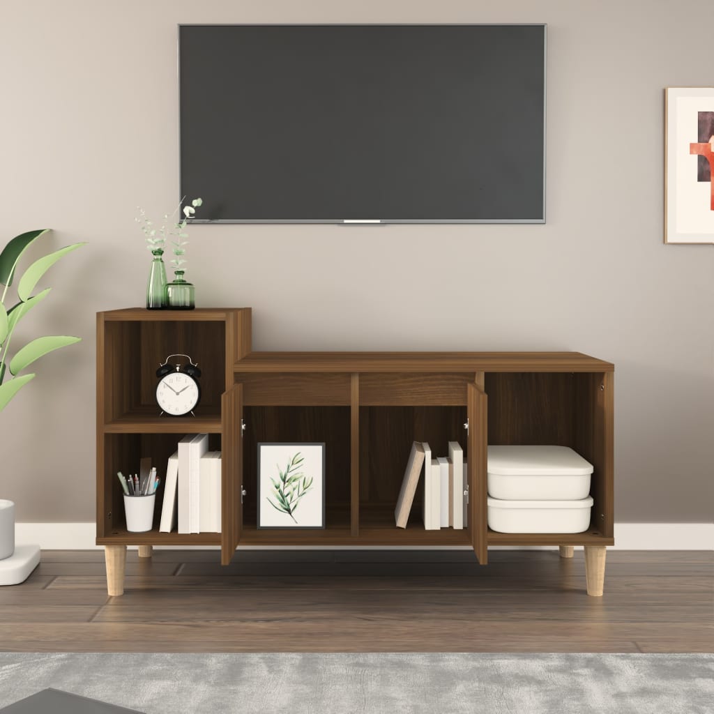 Tv-meubel 100x35x55 cm bewerkt hout bruin eikenkleur