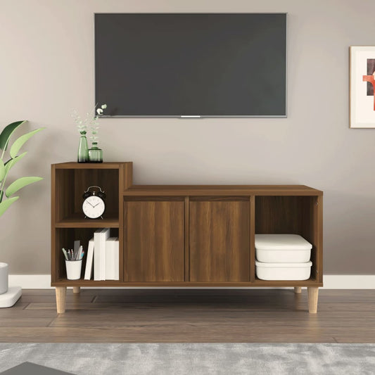 Tv-meubel 100x35x55 cm bewerkt hout bruin eikenkleur