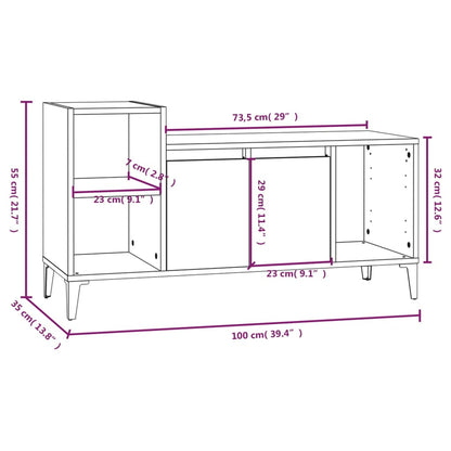 Tv-meubel 100x35x55 cm bewerkt hout hoogglans wit