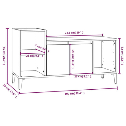 Tv-meubel 100x35x55 cm bewerkt hout betongrijs