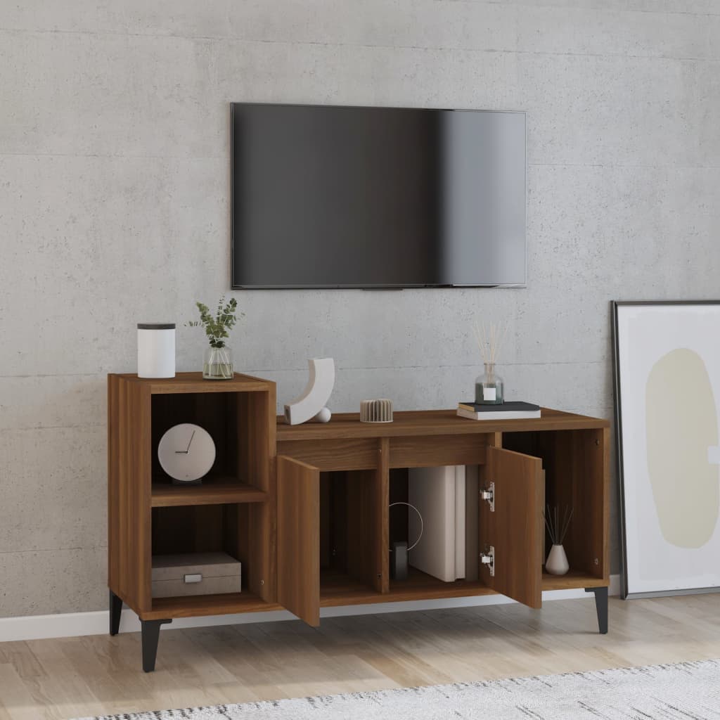 Tv-meubel 100x35x55 cm bewerkt hout bruin eikenkleur