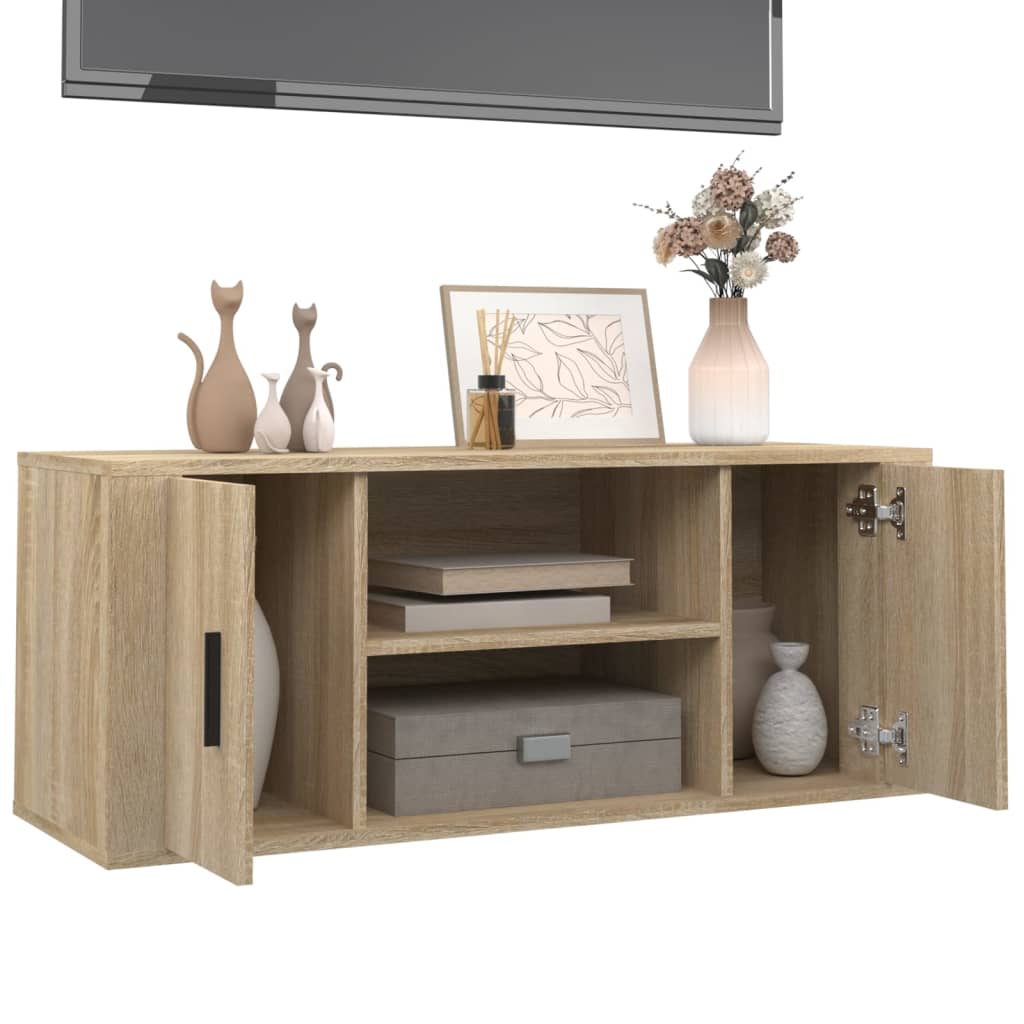 Tv-meubel 100x35x40 cm bewerkt hout sonoma eikenkleurig