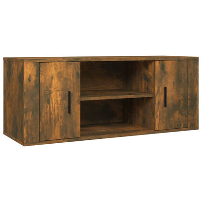 Tv-meubel 100x35x40 cm bewerkt hout gerookt eikenkleurig