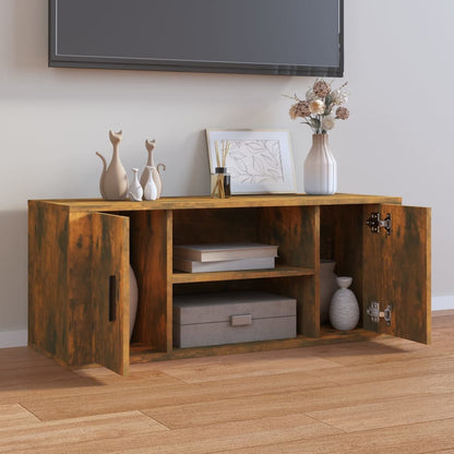 Tv-meubel 100x35x40 cm bewerkt hout gerookt eikenkleurig