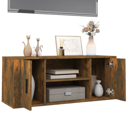 Tv-meubel 100x35x40 cm bewerkt hout gerookt eikenkleurig