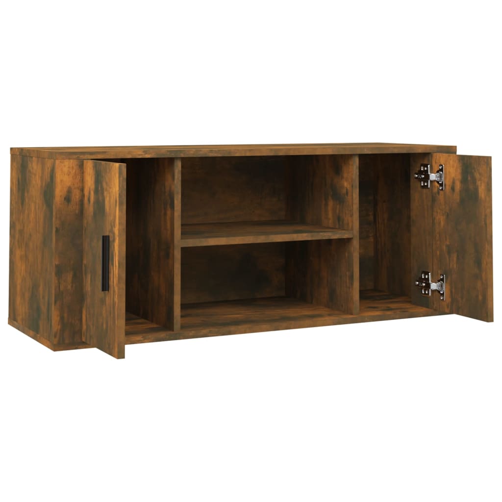 Tv-meubel 100x35x40 cm bewerkt hout gerookt eikenkleurig