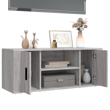 Tv-meubel 100x35x40 cm bewerkt hout grijs sonoma eikenkleurig