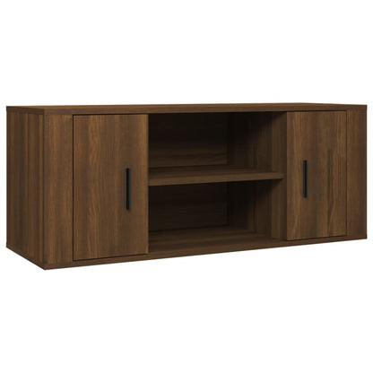 Tv-meubel 100x35x40 cm bewerkt hout bruin eikenkleur