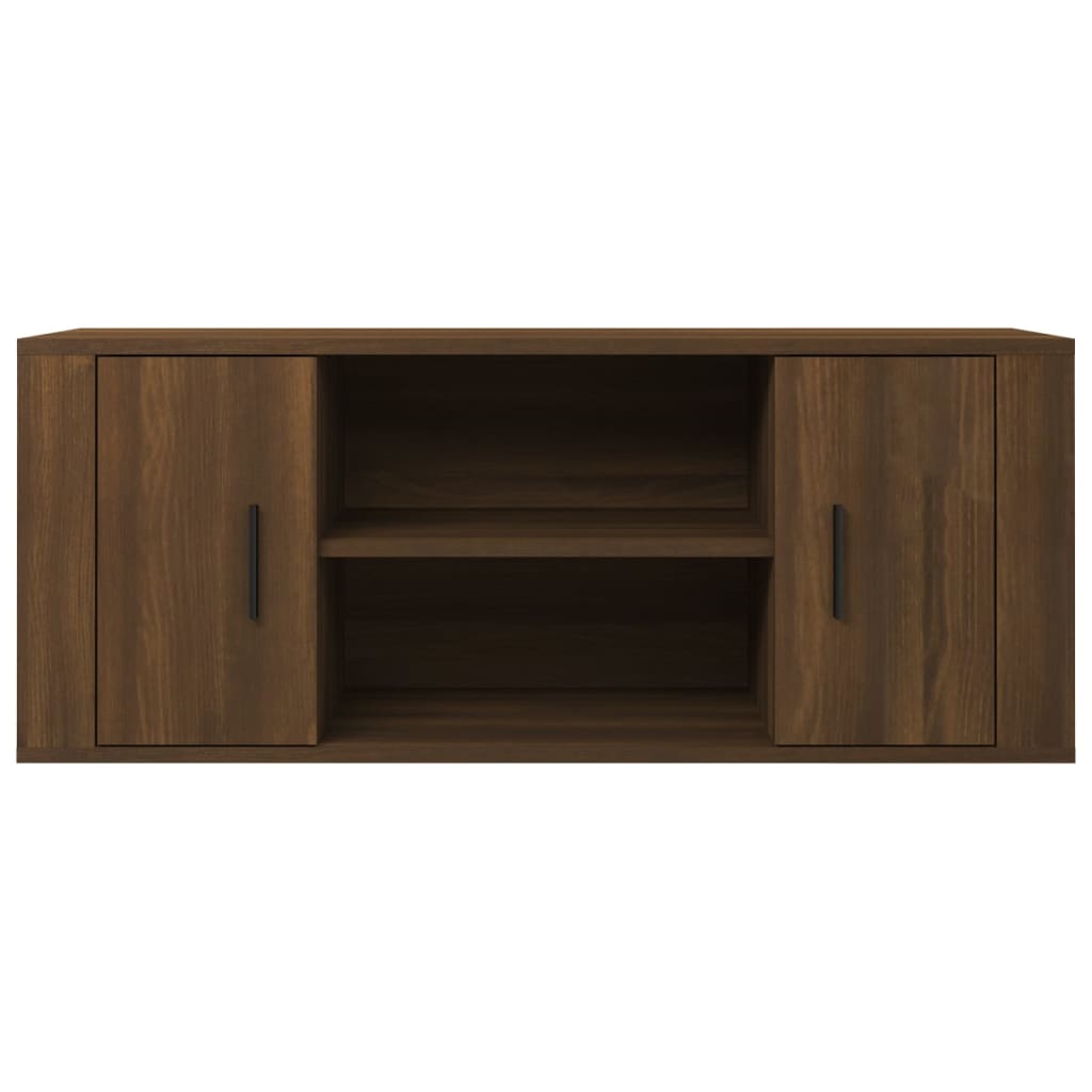 Tv-meubel 100x35x40 cm bewerkt hout bruin eikenkleur