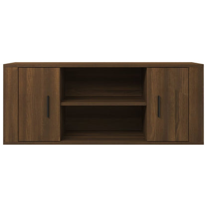 Tv-meubel 100x35x40 cm bewerkt hout bruin eikenkleur