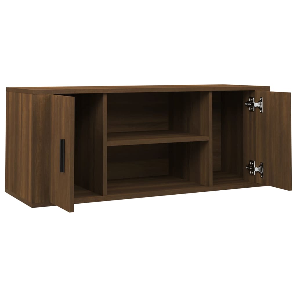 Tv-meubel 100x35x40 cm bewerkt hout bruin eikenkleur