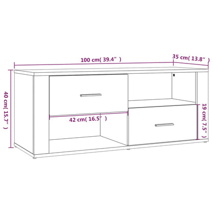 Tv-meubel 100x35x40 cm bewerkt hout wit