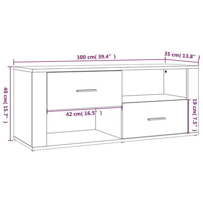 Tv-meubel 100x35x40 cm bewerkt hout zwart