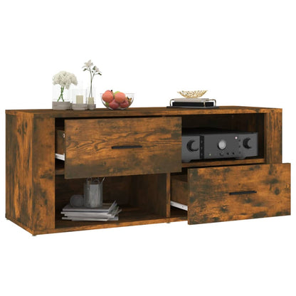 Tv-meubel 100x35x40 cm bewerkt hout gerookt eikenkleurig