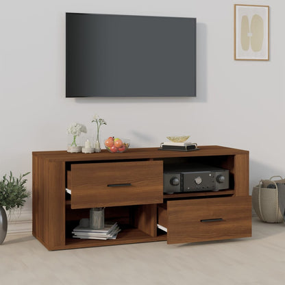 Tv-meubel 100x35x40 cm bewerkt hout bruin eikenkleur