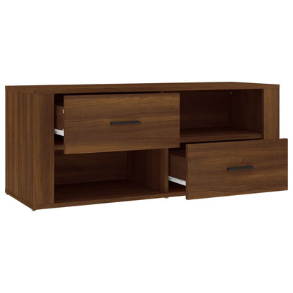 Tv-meubel 100x35x40 cm bewerkt hout bruin eikenkleur