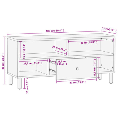 Tv-meubel 100x33x46 cm massief mangohout zwart