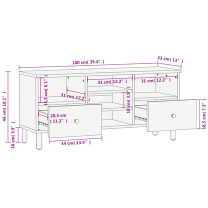 Tv-meubel 100x33x46 cm massief mangohout zwart