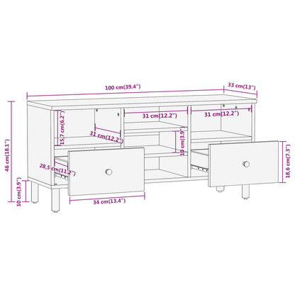 Tv-meubel 100x33x46 cm massief mangohout