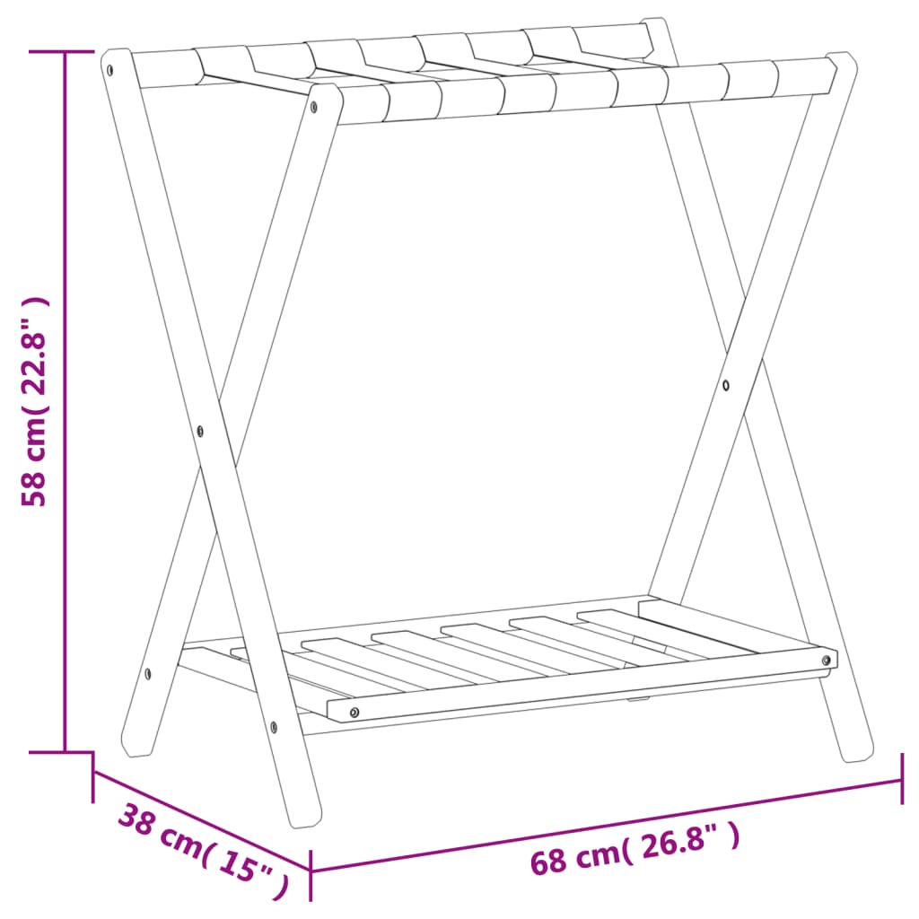 Bagagerek 68x38x58 cm bamboe zwart